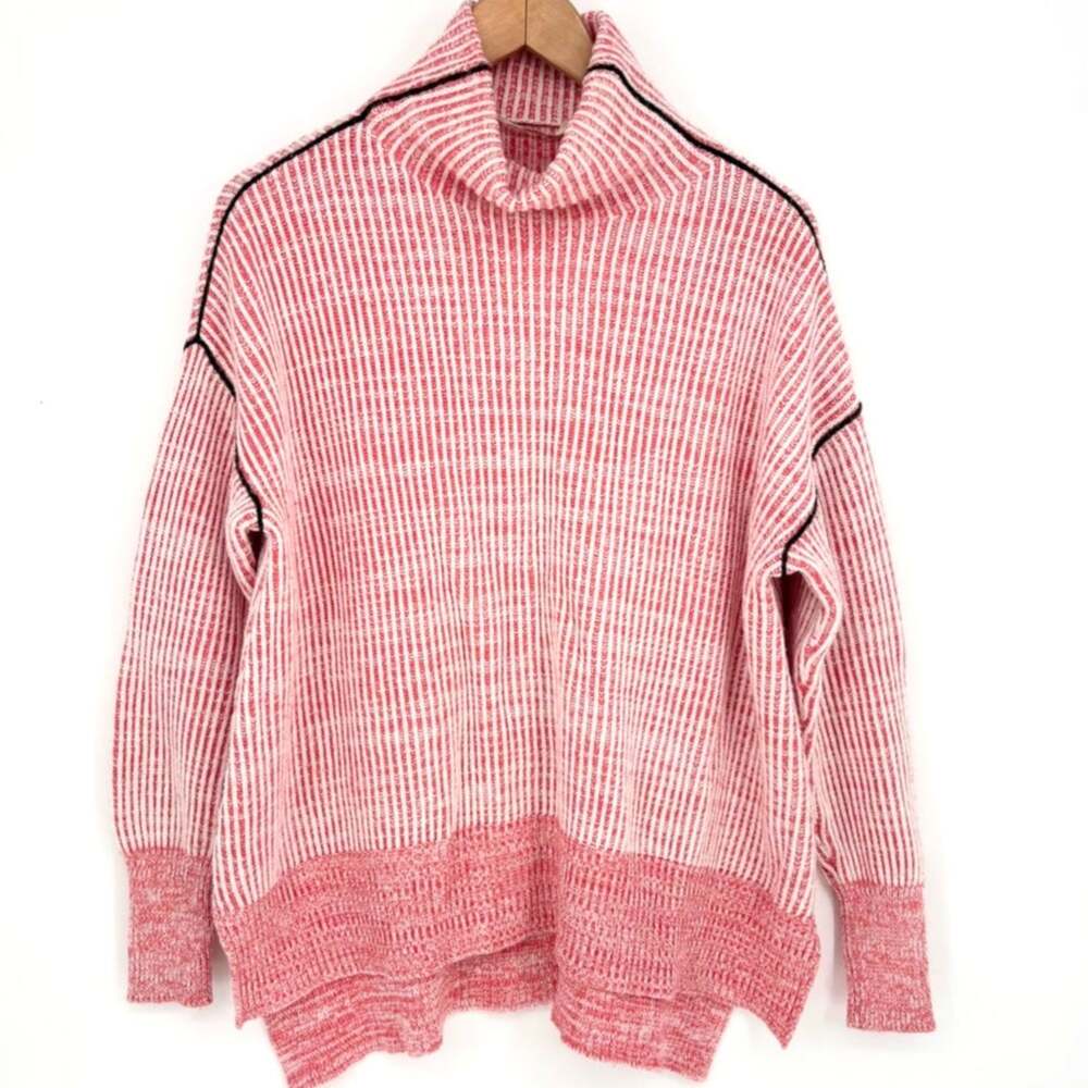 Soft Surroundings Red and White Striped Contrast Sweater M